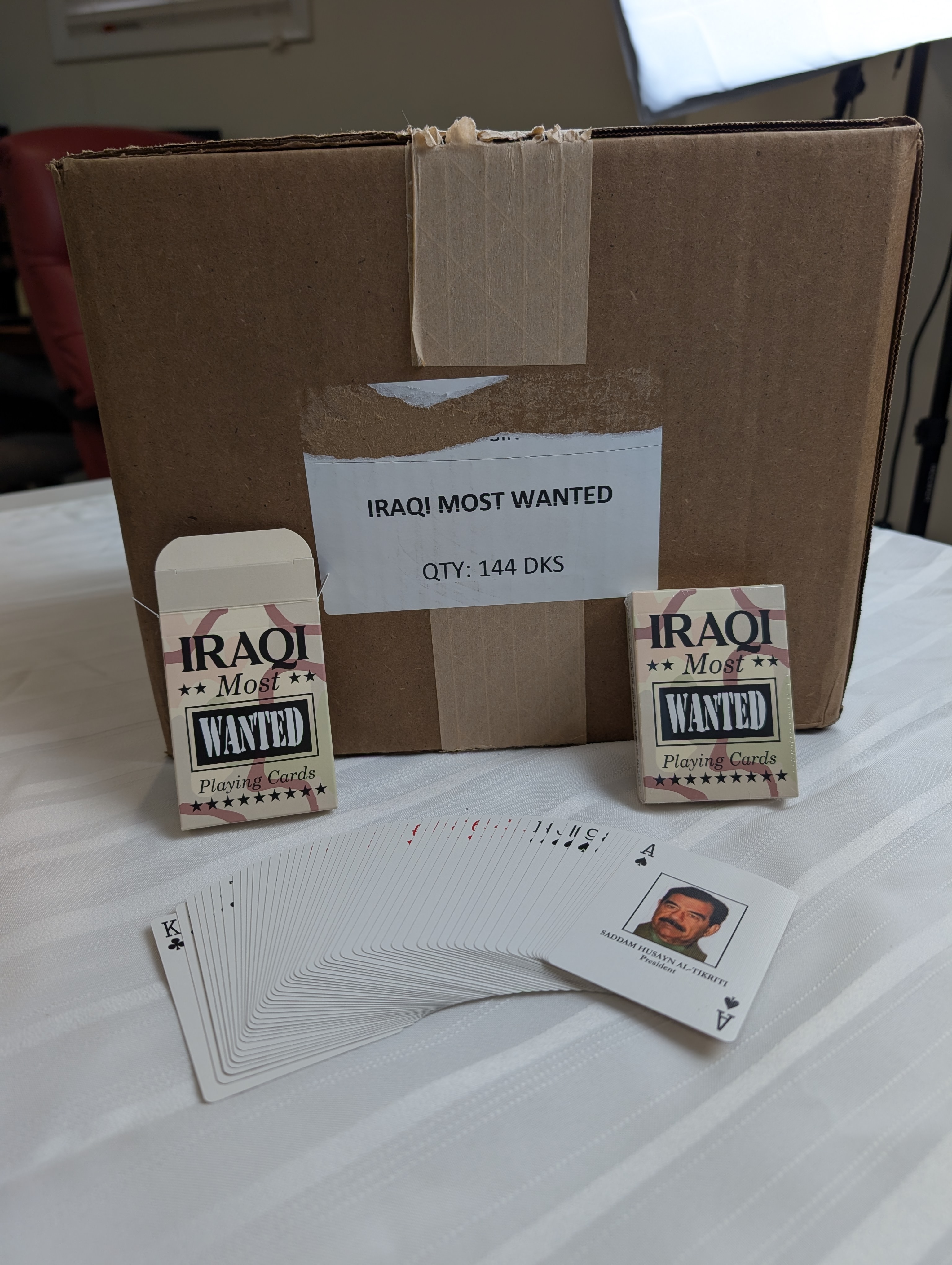 Box of 144 decks from the manufacturer showing bulk professional production