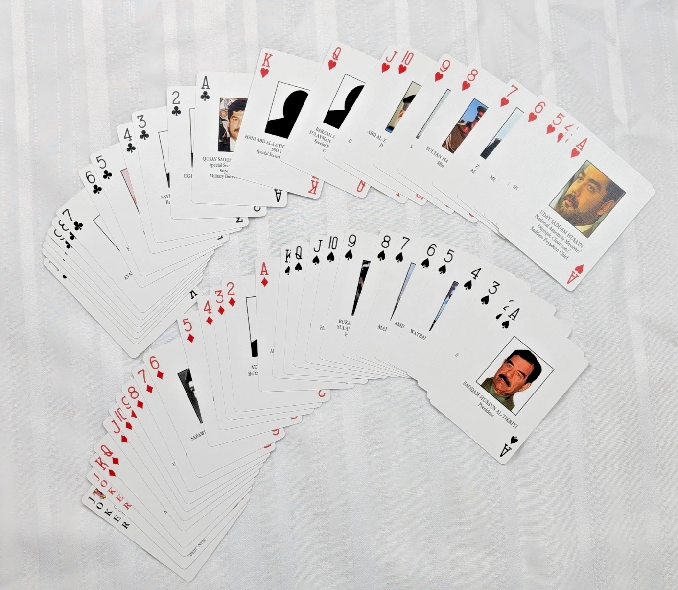 Complete deck spread showing all 54 card faces